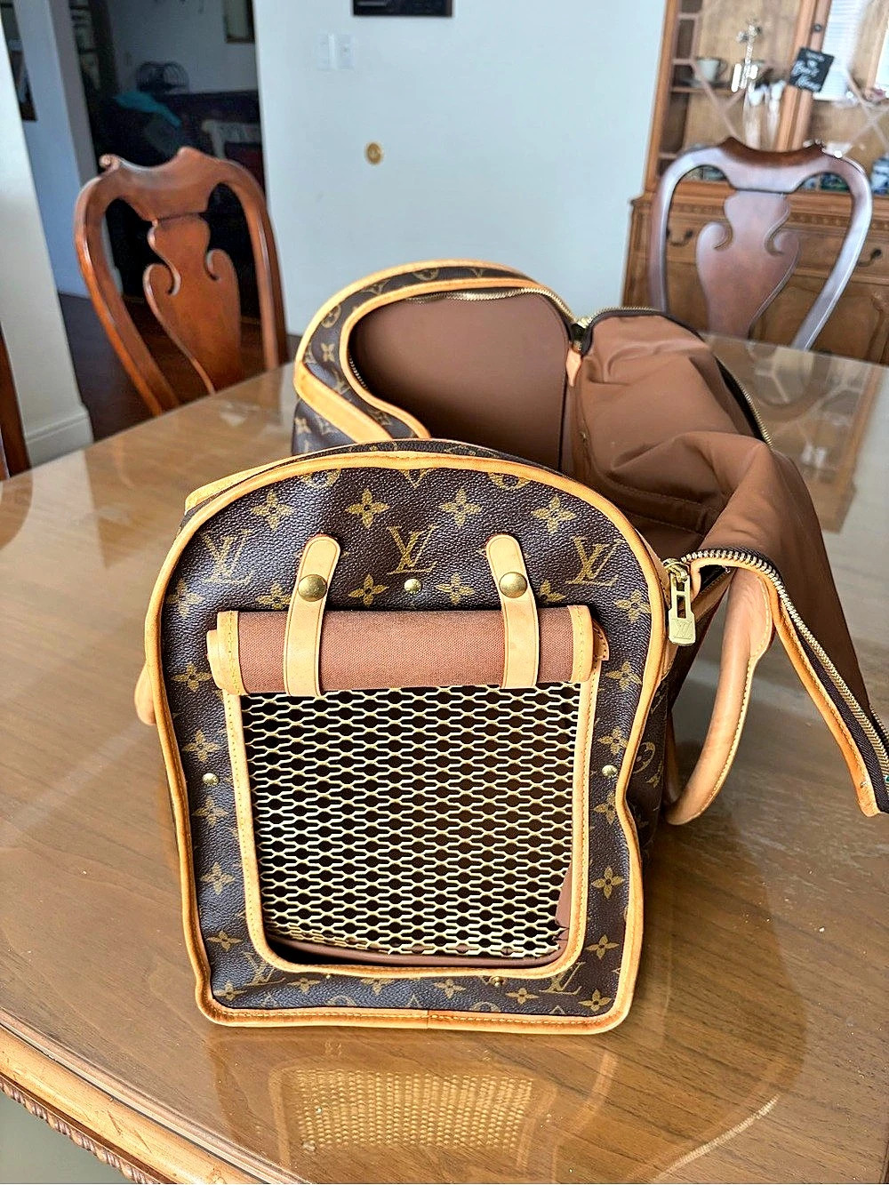 Louis Vuitton Monogram Sac Chien 40 Pet Carrier Backpack Brown